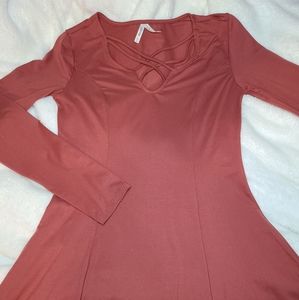 Pink Long-Sleeved Dress - M